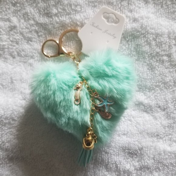 Accessories - Heart Pom Pom Keychain with Charms